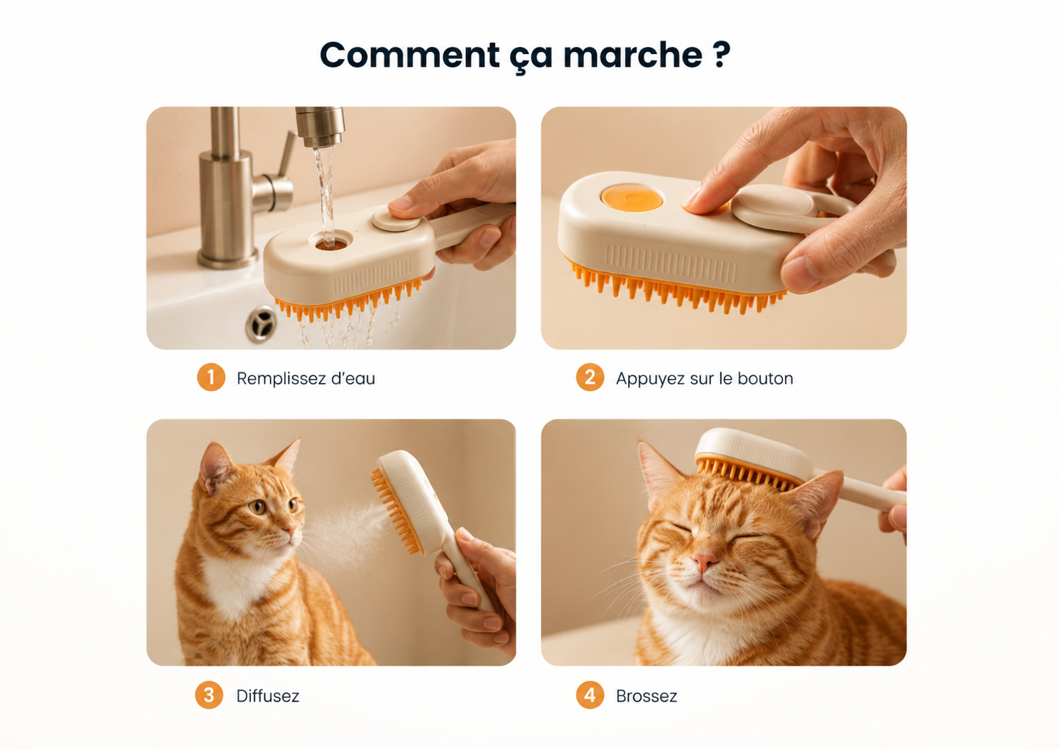 Brosse à Vapeur pour Chat - Groomly